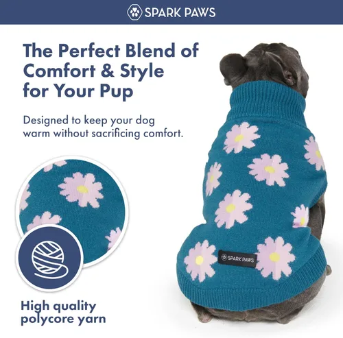 Vista 5 de Spark Paws - Suéter de punto para perro, ultra suave y cálido, suéter de invierno para perros pequeños, medianos y grandes, ajuste elástico