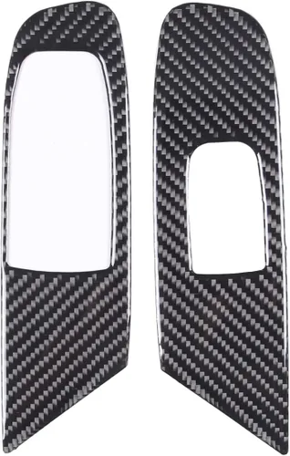 Vista 8 de Tirador de puerta de fibra de carbono suave real, interruptor de control de ventana, interruptor de botón, cubierta de panel, adhesivo compatible