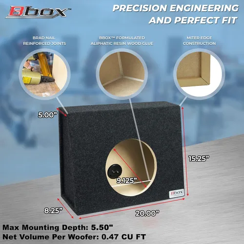 Vista 4 de Bbox Pair - Caja de subwoofer sellada en forma de cuña de 10 pulgadas, cajas y carcasas de subwoofer para automóvil, caja de subwoofer prémium que