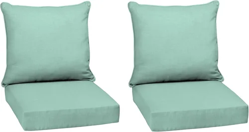 Vista 28 de Arden - Juego de cojines de asiento profundo para exteriores, 24x24 Aqua Leala