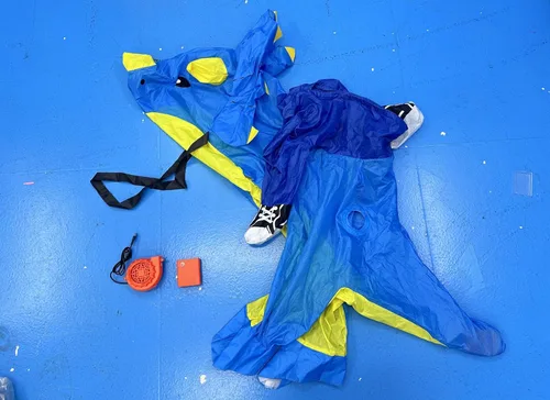 Vista 8 de Kids Inflatable Costume, Triceratops Dinosaur Halloween Cosplay Costume with LED Light for Cosplay Party Blue