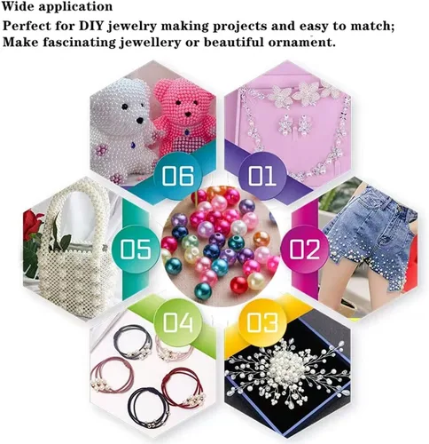 Vista 6 de 2000 unidades de cuentas de perlas de 4 mm cuentas de perlas negras cuentas de perlas redondas sueltas con agujeros para manualidades de costura