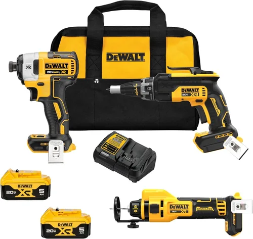 Vista 3 de DEWALT Kit combinado de herramientas de corte de paneles de yeso MAX XR de 20 V, herramienta de corte, pistola de yeso, destornillador de impacto