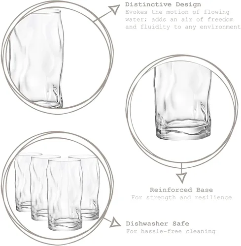 Vista 2 de Bormioli Rocco Sorgente - Enfriador de vidrio de 15.5 onzas, juego de 4