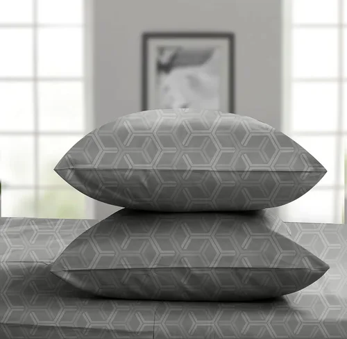 Vista 24 de Threadmill Home Linen Fundas de Almohada Estándar - 100% Algodón Natural 600 Número de Hilos, Juego de 2 Fundas de Almohada Damasco Gris Oscuro