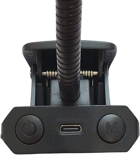 Vista 4 de Soporte de música extra ancho con clip para orquesta, 18 LED recargable USB piano, escritorio, lámpara de lectura