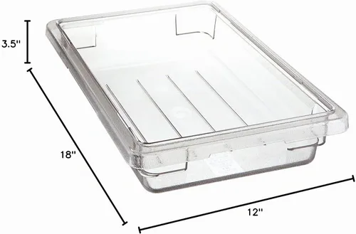 Vista 4 de Winco Caja de almacenamiento de alimentos de policarbonato, 12 x 18 x 3-1/2 pulgadas