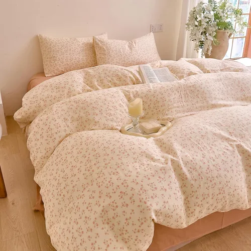 Vista 40 de Juego de funda de edredón blanca con estampado floral azul, juego de ropa de cama de algodón suave estilo bohemio, juego de ropa de cama estética