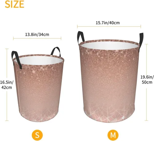 Vista 5 de Cesta circular con estampado de oro rosa, impermeable, cesta organizadora de lavandería, con asas, para ropa, juguetes, pequeña