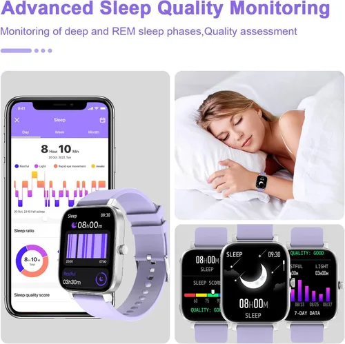Vista 6 de TORJALPH Reloj inteligente para hombres y mujeres, compatible con iPhone, Samsung, teléfono Android, pantalla táctil completa de 1.69 pulgadas