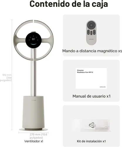 Vista 9 de DREAME Ventilador de torre sin aspas para dormitorio, ventilador de pie inteligente con flujo de aire espacial de 270° para circulación de Beige