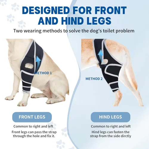 Vista 4 de Rodillera para perro para pierna trasera desgarrada, rodillera universal para perro para cuatro patas, alivia lesiones de ligamentos, soporte