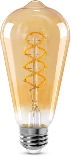 ST64 Bombillas LED E26 Vintage Edison, vidrio ámbar, regulable, 4 W (equivalente a 40 W) 300 lumin, 2200 K blanco cálido, diseño de filamentos en
