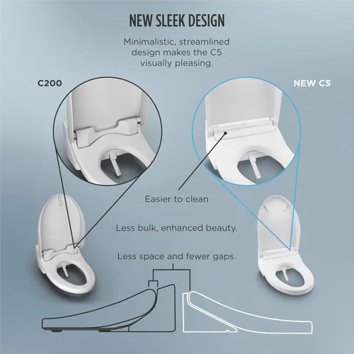 Vista 12 de TOTO® WASHLET® C5 - Asiento de inodoro electrónico con bidé con limpieza de varilla PREMIST y EWATER+, alargado, color algodón blanco - SW3084#01