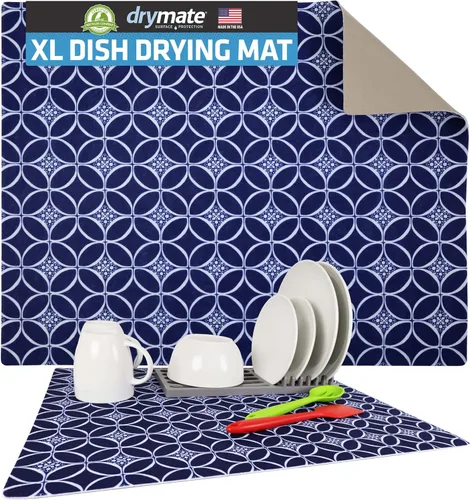Vista 16 de Drymate - Alfombrilla de secado para platos, tamaño XL (19" x 24"), almohadilla de secado para platos de cocina, absorbente/impermeable, lavable a