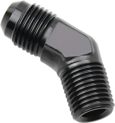 Vista 442 de Adaptador de tubo de aluminio recto 3AN acampanado a 1/4" NPT macho Unión de rosca adaptador de manguera de combustible negro