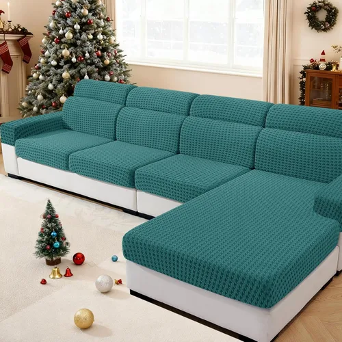 Vista 23 de MAXIJIN Fundas de cojín para sofá seccional, funda de cojín elástica para sofá, lavable, protector de muebles con parte inferior elástica y correa