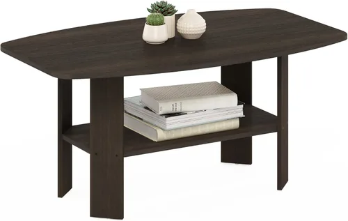 Vista 15 de Mesa de centro de diseño simple Furinno 11179GYW/BK, Madera
