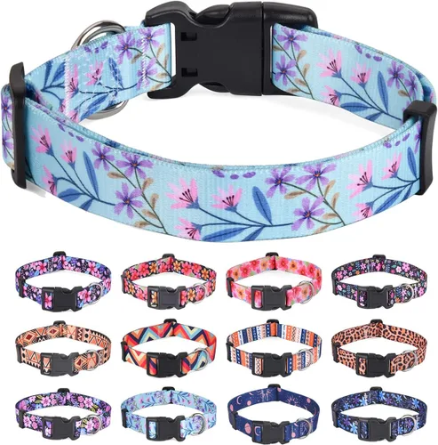 Vista 11 de Juego de collar y correa para perros pequeños, collar suave y cómodo para mascotas para perros pequeños, medianos y grandes, patrón geométrico