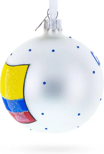 Vista 3 de Bandera de Colombia Bola de Vidrio Adorno de Navidad 3.25 Pulgadas