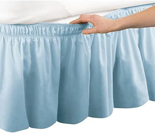 Vista 5 de Falda para cama plisada de tres lados, de algodón egipcio, elástica, caída de 15 pulgadas, para camas Individual / Matrimonio, Queen y King