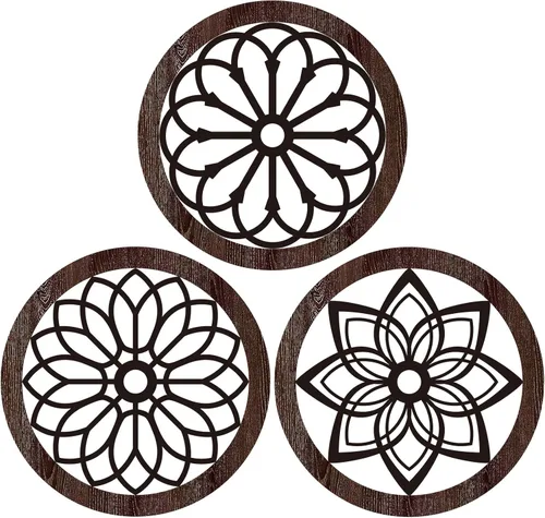 Blulu 3 piezas de decoración de pared de madera rústica gruesa redonda de madera rústica, decoración colgante de granja para interiores y