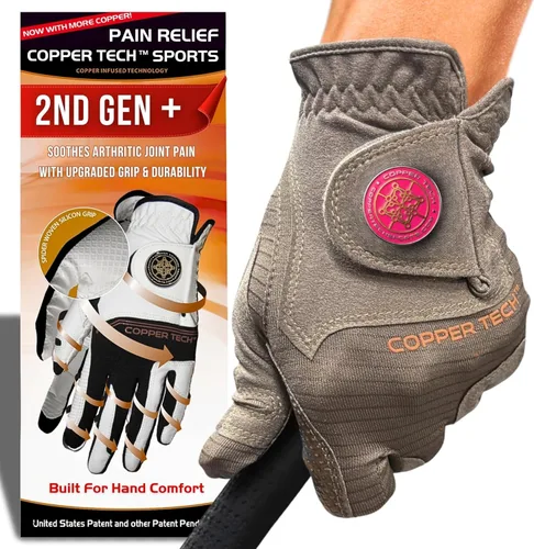 Vista 20 de Copper Tech Plus Ladies Golf Gloves Women (2nd Gen) Copper Compression Joint Support with Flexible & Comfortable Fit Tacky Silicone Pad