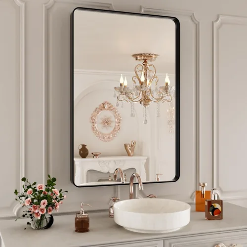 Vista 85 de Espejo de baño LED de 48 x 40 pulgadas con luces, retroiluminado y frontal iluminado para pared, espejo de tocador LED inastillable con memoria