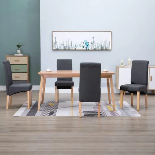 Vista 13 de Set of 4 Black Fabric Dining Chairs with Solid Wood Legs Mid Century Modern Ergonomic Kitchen Side Chairs 8.5x6.5x14.9 in for Dining Room Living Room
