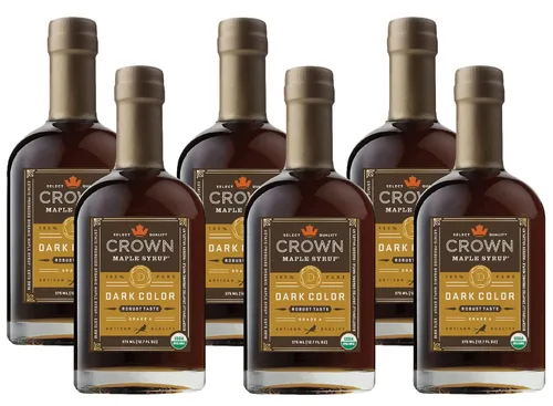 Vista 3 de Crown Maple Color ámbar, jarabe de arce orgánico de sabor rico, 12.7 onzas líquidas, adobos de sabor, cócteles, panqueques, calabaza y tocino