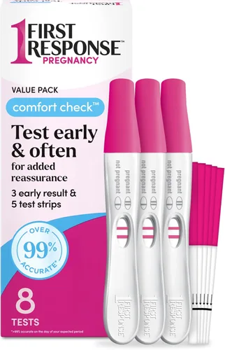 FIRST RESPONSE Comfort Check - Prueba de embarazo, 8 unidades, rosa y blanco