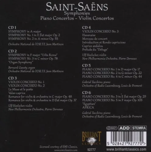 Vista 2 de Saint-Saens Symphonies, Piano Concertos, Violin Concertos