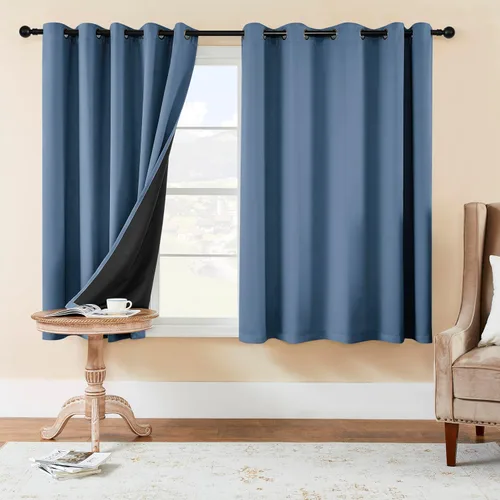 Vista 45 de Rutterllow - Cortinas 100% opacas, oscurecimiento completo, paneles de cortina con aislamiento térmico para habitación y sala de estar