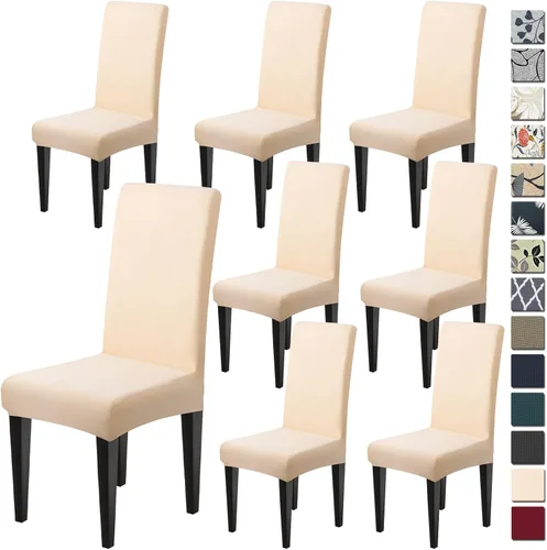 Vista 12 de Dioxide Fundas de Silla de Alto Estirar para Sillas de Comedor, Juego de Fundas de Silla de Comedor Lavables de 4, Fundas de Asiento de Silla