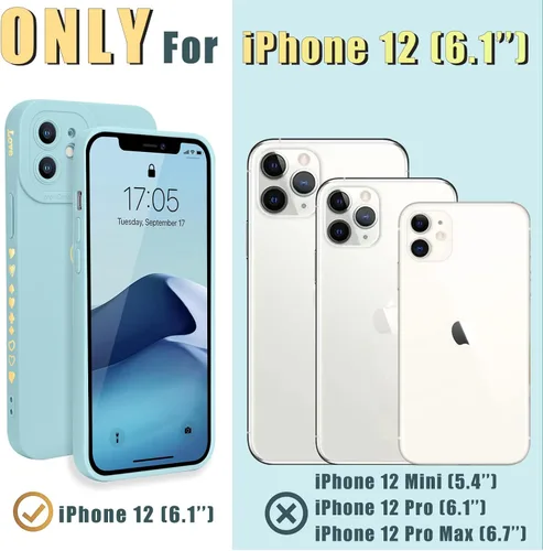 Vista 39 de Teageo Funda compatible con iPhone 12 de 6.1 pulgadas para mujeres y niñas, bonito corazón de amor de lujo