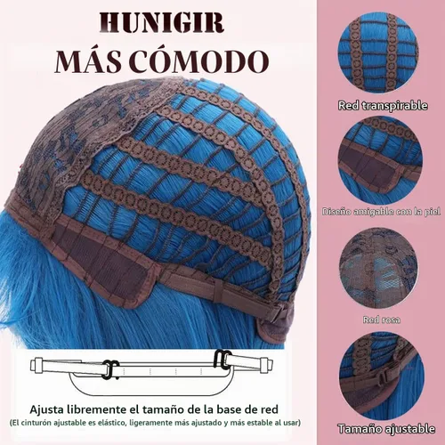 Vista 7 de Peluca marrón para hombre, corta, esponjosa, recta, pelo en capas Natural Marrón