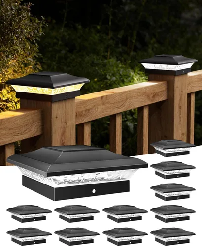 Vista 11 de T-SUN Luces Solares para Tapas de Postes Paquete de 6 para Postes de Vinilo/Madera de 4x4, Impermeables para Exteriores Blanco Cálido y Frío