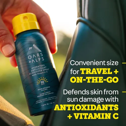 Vista 4 de Oars + Alps SPF 50 Face & Body Broad Spectrum Sunscreen Spray Fast-Absorbing, Lightweight, Non-Greasy, Hawaii Reef Act 104 Compliant