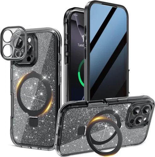 Vista 29 de [Anillo de metal CD y soporte invisible giratorio de 360° ] Funda magnética para iPhone 13 Pro Max [Parachoques galvanizados a prueba de golpes]