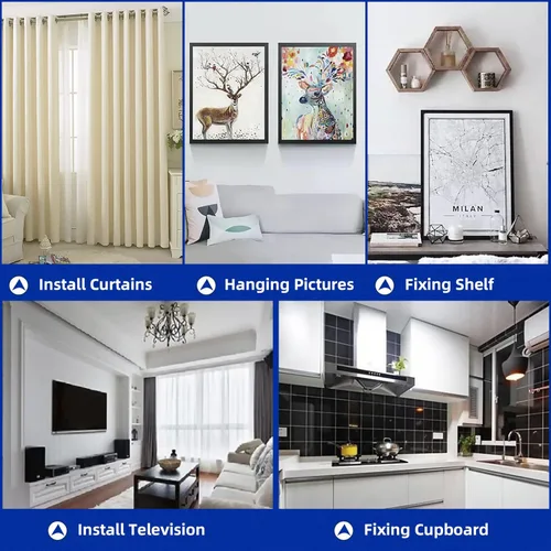 Vista 5 de 260 anclajes autoperforantes para paneles de yeso, 3 tamaños, anclajes de pared de plástico de nailon con tornillos para paneles de yeso,