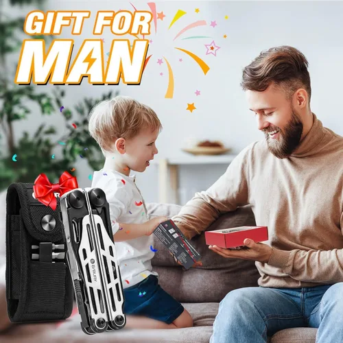 Vista 8 de BIBURY Alicates multiherramienta Pro BI2045, alicates multiherramienta de acero inoxidable 31 en 1 con cortadores de alambre reemplazables y sierra