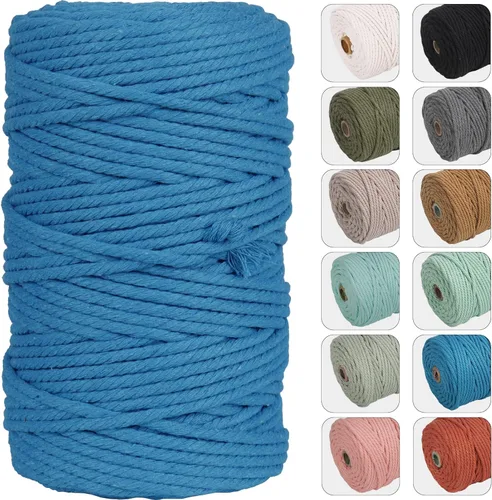 Vista 9 de NOANTA - Cuerda de macramé de 4 mm x 109 yardas color verde aguacate, cuerda de algodón para colgar en la pared, ganchos de plantas