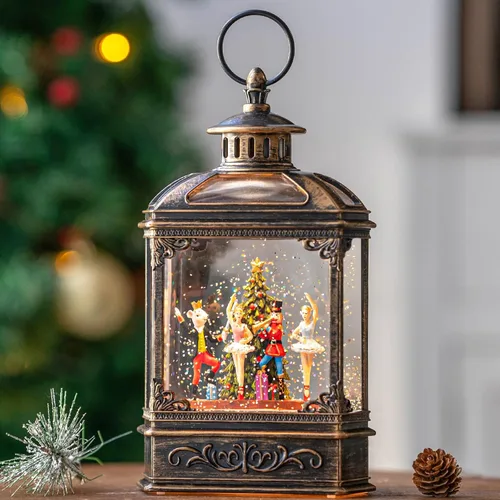 Vista 15 de Linterna de globo de nieve de Navidad, linterna brillante de agua iluminada con cable USB y funciona a baterías, para regalos y festival de Navidad