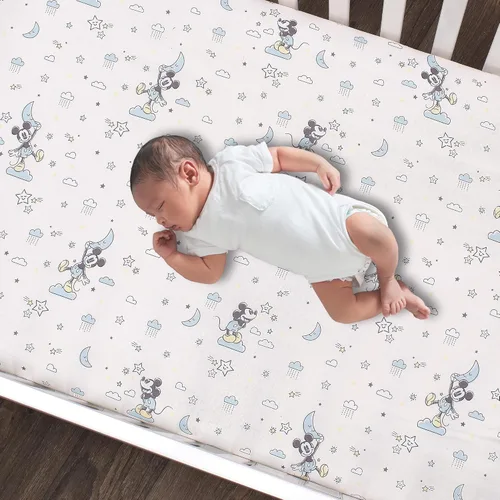 Vista 5 de Lambs & Ivy Disney Baby Moonlight Mickey Mouse - Juego de ropa de cama para cuna (3 piezas)