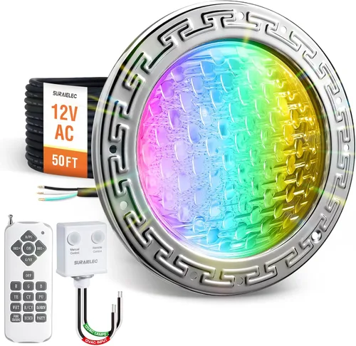 Vista 8 de SURAIELEC Luces LED de spa de 6 pulgadas, luces de piscina que cambian de color de 12 V CA para piscina enterrada, luz de spa subacuática