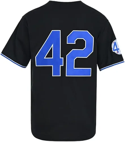 Vista 3 de Camiseta negra de béisbol con botones de los años 90, diseño de leyenda 42