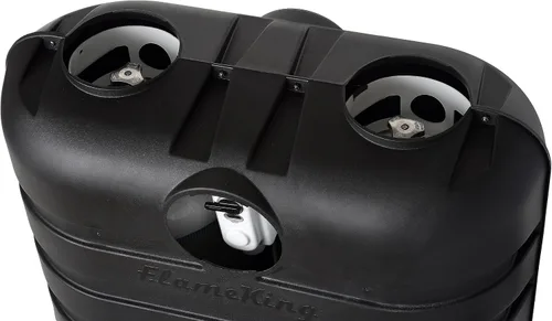 Vista 6 de Flame King Cubierta resistente de plástico ligero para tanque de propano LP de 20LB doble para RV, remolque de viaje, autocaravana - Negro Cubierta