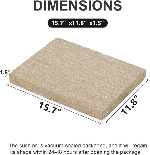 Vista 3 de baibu Cojines rectangulares de espuma viscoelástica, de doble capa, antideslizantes para sillas de comedor, cojines para taburete de banco de cocina