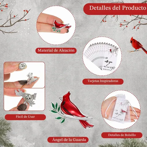 Vista 3 de Geosar - 150 alfileres cardenales a granel para regalos, clásicos