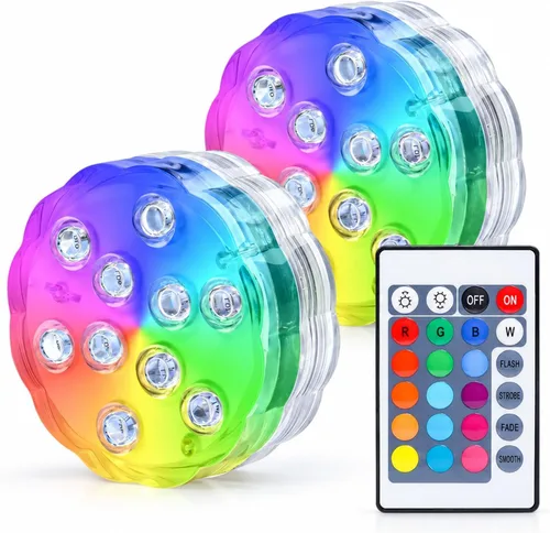 AquaMiracle Luces LED sumergibles con mando a distancia, impermeables, operadas por batería, luces multicolor que cambian de color para jacuzzi